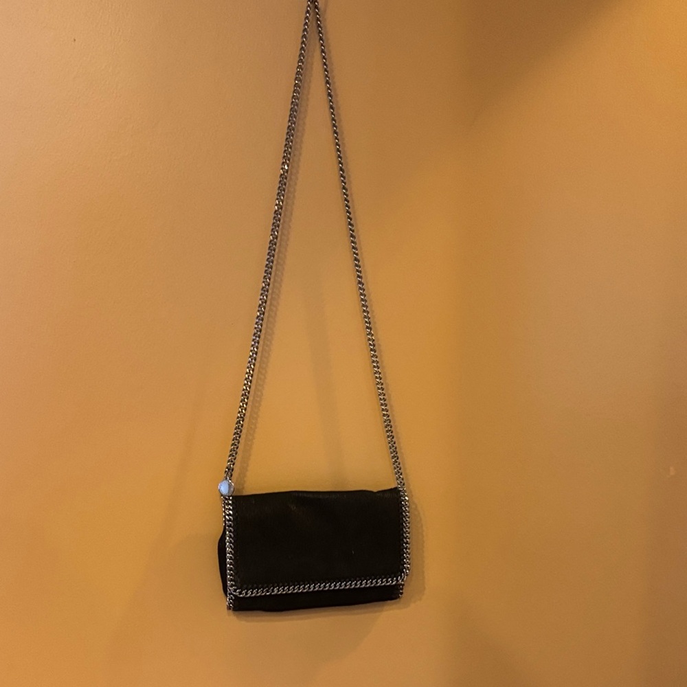 Stella McCartney Black Crossbody Bag with Silver Chain